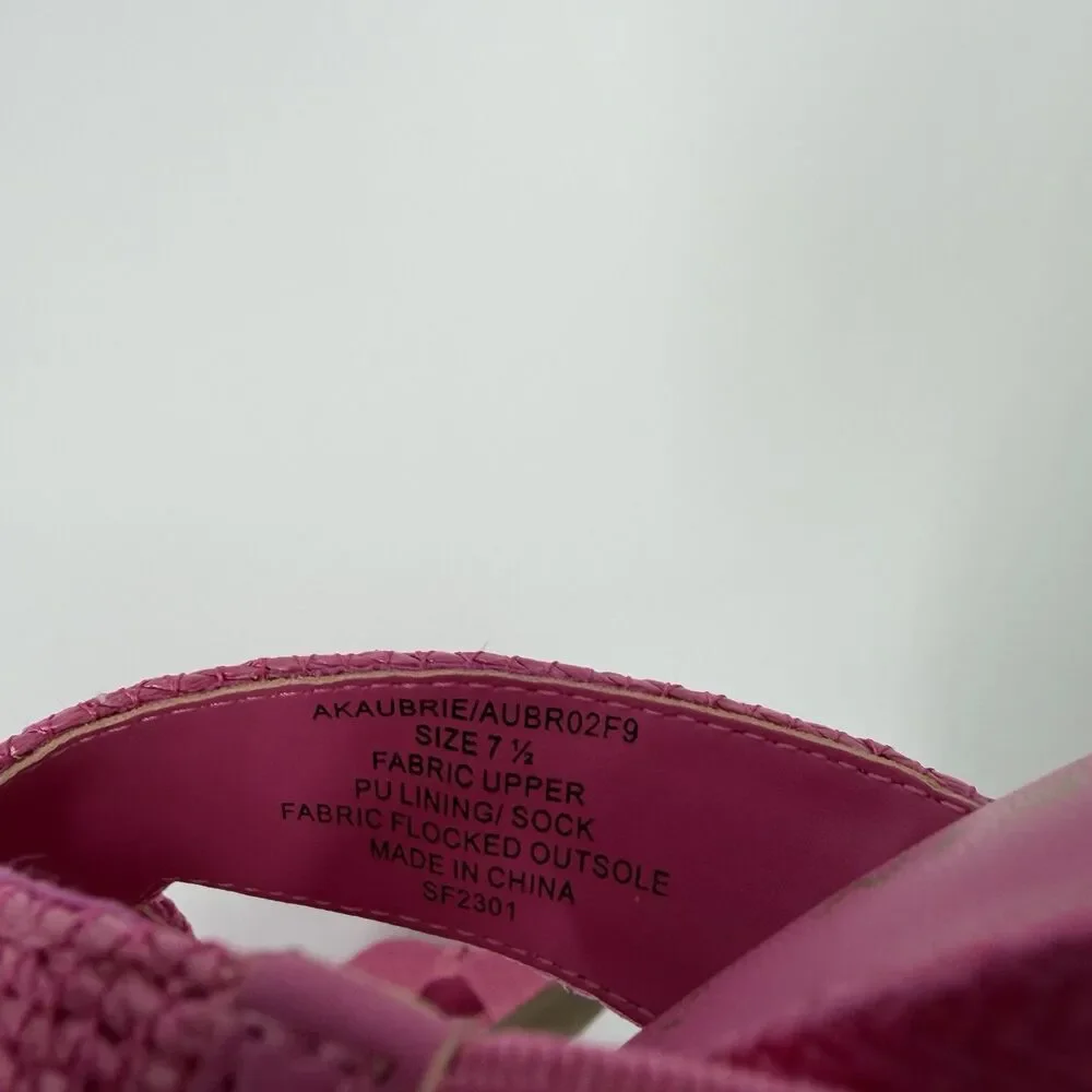 Anne Klein Shoes Size 7.5 Womens Aubrie Pink Raffia Slide Heel Sandal Barbie